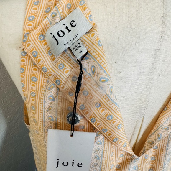 Joie Flippa Geo Print Cotton Midi Dress, Blue/Yellow, Size 10, NWT - Picture 12 of 16